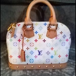 Louis vuitton Alma white canvas multicolor w/stud